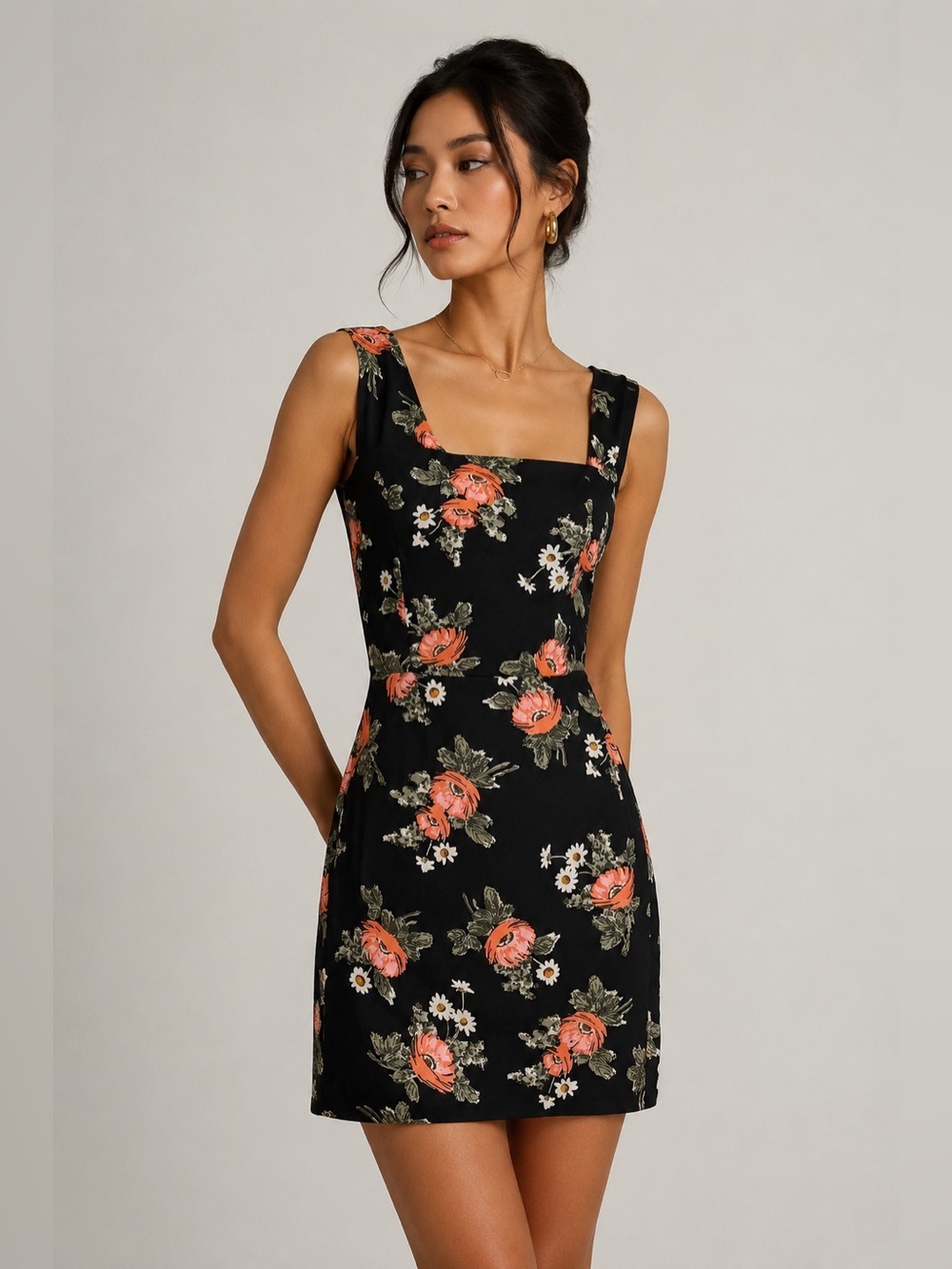 NWT Reformation Floral Sheath Mini Dress XXS Black Cocktail Chic Date Night